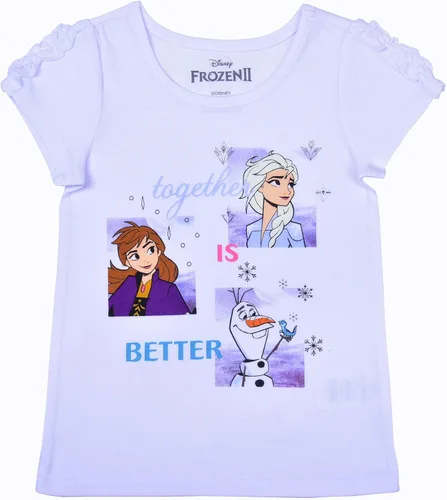 Vista 4 de Disney Frozen - Conjunto de camisetas y leggings Elsa, Anna y Olaf para niñas pequeñas y niños pequeños, color púrpuraazulgris