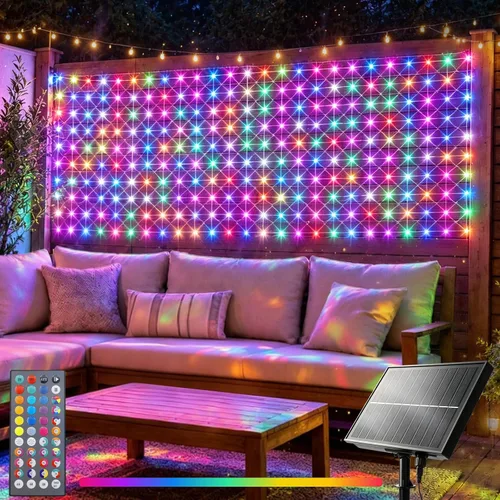 Vista 9 de Pooqla 34 Colors Changing Net Lights Outdoor Solar & USB Powered, 6.5x6.5ft