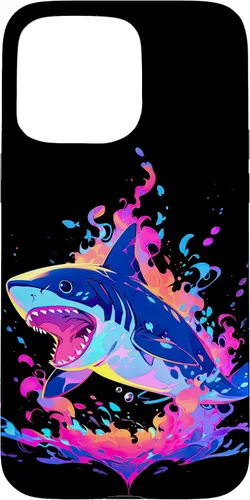 Vista 28 de iPhone 16 Colorful Shark, Spirit Animal, Multicolor Art, Case