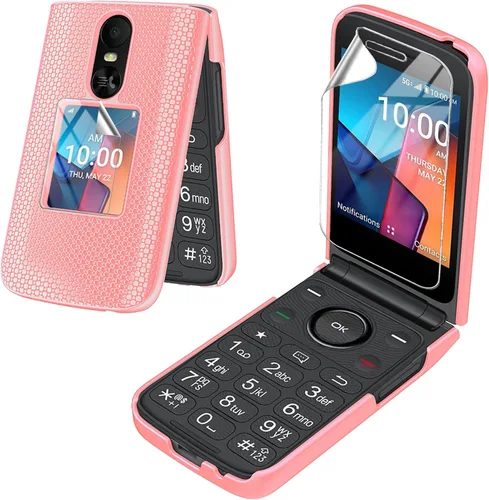 Vista 9 de Funda para teléfono TCL Flip 4 5G/T440 (2025) con protector de pantalla Cubierta protectora rígida delgada (negro)