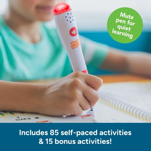 Vista 5 de Educational Insights - juguete para aprender a leer Hot Dots Jr. Let's Master Kindergarten con pluma con forma de "Ace" el perro parlante.