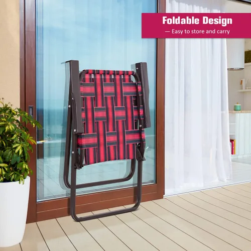Vista 6 de COSTWAY Silla de playa plegable 6pcs Camping Césped Webbing Silla (rojo) Ligero