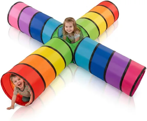 Vista 13 de Tienda de campaña de túnel de juego para niños pequeños, colorido juguete de túnel de gateo desplegable para bebés o mascotas, regalo plegable