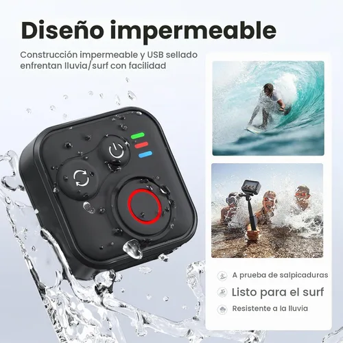 Vista 4 de Control remoto Bluetooth compatible con Insta360 X5 X4 X3 X2/Ace Pro2/Ace Pro/Ace/GO 3S/GO 3/ONE RS/ONE R, para GoPro Hero13/12/11/10/9/8/Max/Mini