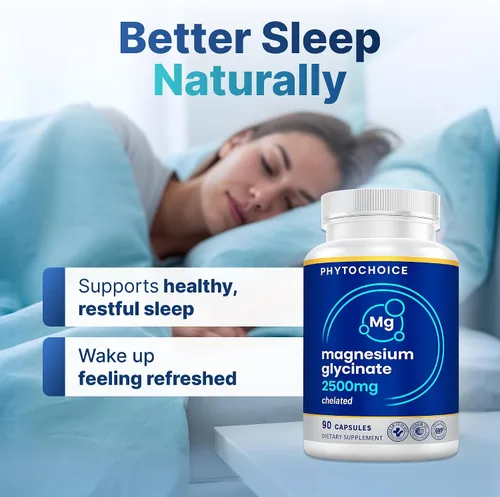 Vista 3 de Magnesio para el sueño y la recuperación: glicinato de magnesio de alta potencia de 2500 mg para hombres y mujeres, quelado para una alta absorción