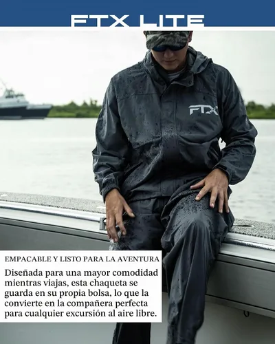 Vista 6 de FROGG TOGGS Chaqueta impermeable FTX Lite para hombre, 3 capas, impermeable, transpirable, elástica y cómoda Negro