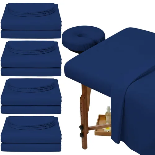 Vista 11 de Oudain Juego de 4 sábanas de microfibra suave para mesa de masaje de 3 piezas, incluye sábana encimera de masaje, sábana bajera ajustable y funda