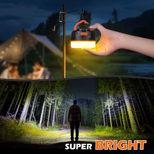Vista 2 de Yonktoo Linterna de camping recargable, 300 horas de funcionamiento, 6400 mAh, IPX5 impermeable para tienda de campaña para camping, senderismo