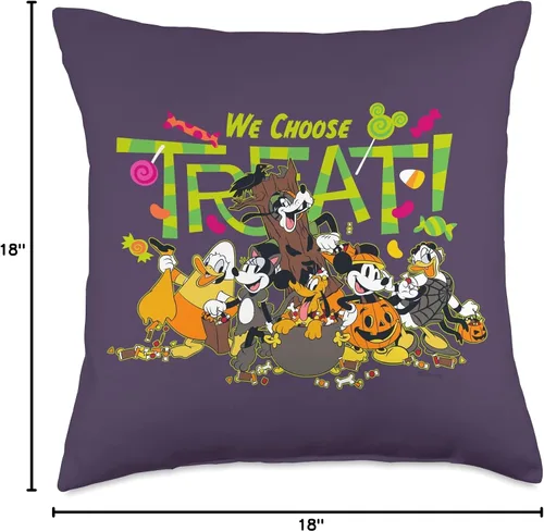 Vista 4 de Disney Mickey and Friends We Choose Treat - Almohada de Halloween, 18.0 x 18.0 in, multicolor