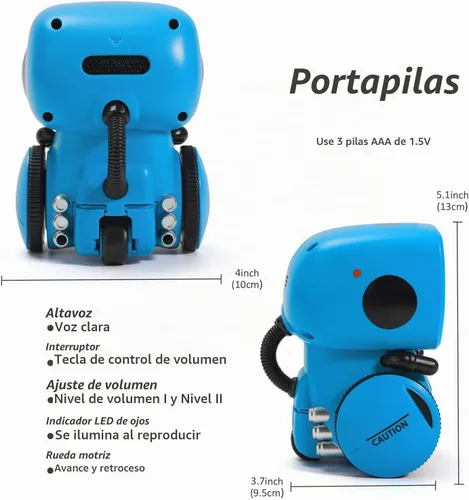 Vista 7 de GILOBABY - Robot inteligente, control táctil y de voz juguete interactivo para niños de 3 a 5 años Interactive & Smart, Touch & Voice Control Azul