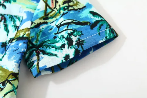 Vista 4 de Camisas hawaianas de manga corta con estampado de dibujos animados y botones para niños