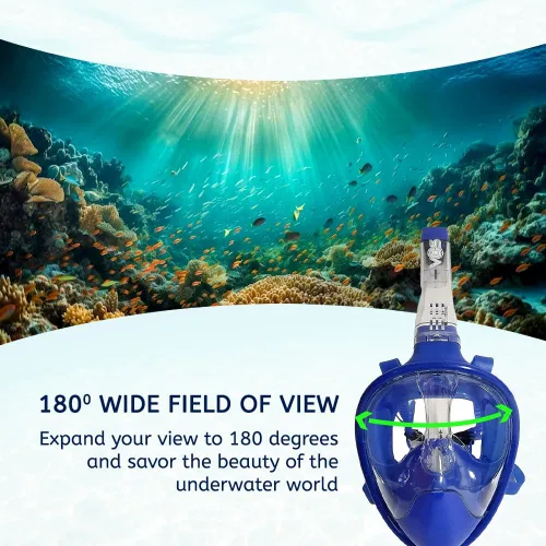 Vista 7 de VOS Full Face Snorkel Mask for Kids and Adults 180°Panoramic View/Anti-Fog/Anti-Leak Scuba Mask with Camera Mount Snorkeling Gear for Adults