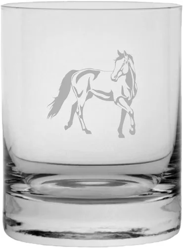 Vista 51 de Abaco Barb - Vaso de whisky con temática de caballo grabado (10.25 onzas)