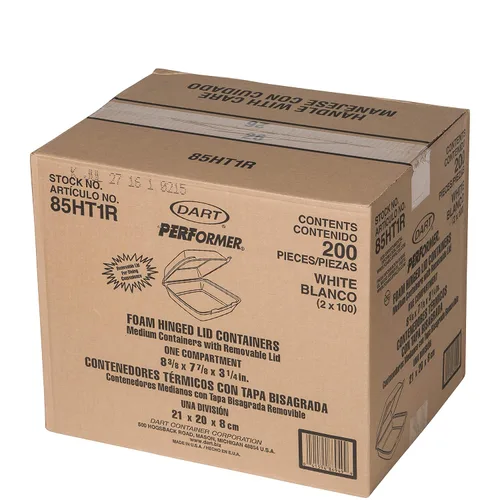 Vista 3 de Dart 85HT1R Med - Contenedor con bisagras de espuma perforada, 8.50 pulgadas, color blanco