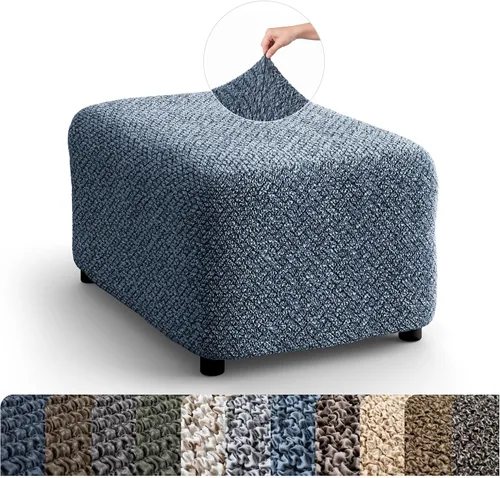 Vista 15 de PAULATO BY GA.I.CO. Funda para otomán - Funda extensible para taburete - Protector de puf para mascotas y niños - Funda suave para otomán - Fundas