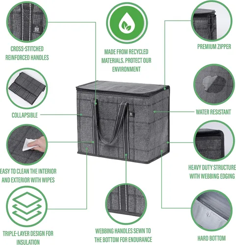 Vista 7 de VENO Paquete de 4 bolsas de compras reutilizables resistentes