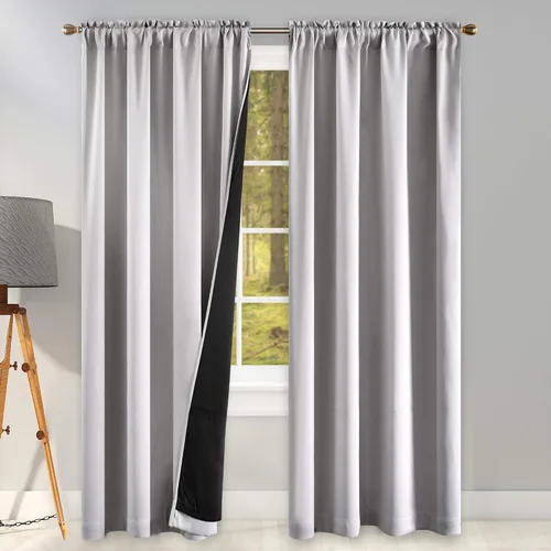 Vista 36 de KEQIAOSUOCAI Aqua - 100 cortinas opacas con forro negro para dormitorio, paneles de cortina totalmente opacas para sala de estar, cortinas aislantes