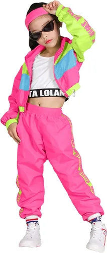 Vista 12 de Conjunto de Ropa de Baile para Niñas, Traje de Interpretación de Equipo de Hip Hop y Jazz Moderno, Conjuntos de Ropa de Baile para Niñas Azul oscuro