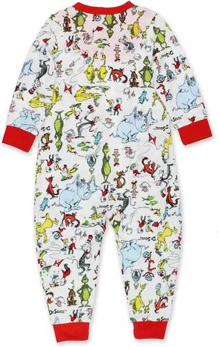 Vista 2 de Dr. Seuss Grinch Cat in The Hat - Pijama sin pies para niños pequeños, Multi