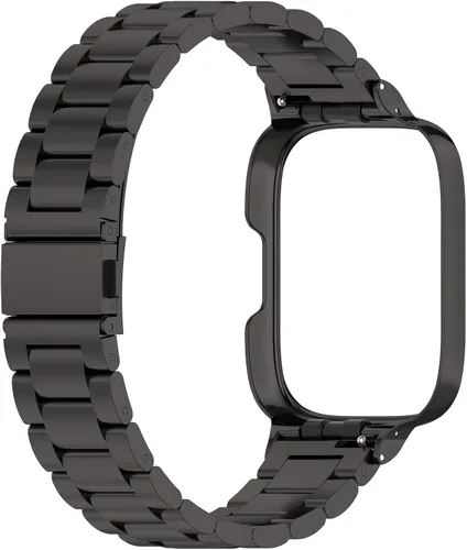 Vista 3 de Correa de reloj compatible con Redmi Watch 3 Active/Watch 3 Lite, correa de metal de acero inoxidable con funda, pulseras ajustables para Redmi