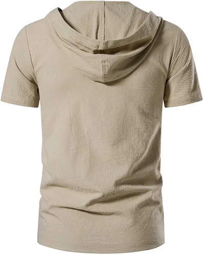Vista 4 de Estilo étnico Tops de Verano para Hombre sólido Camisa de Manga Corta con Cuello en V Blusa Camiseta Deportiva