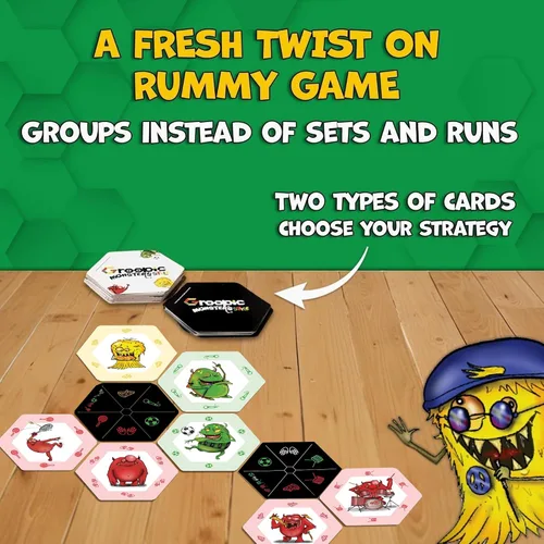 Vista 5 de Groopic Monster's Style - Giro galardonado y divertido en el amado juego de Rummy. Juegos de mesa para niños de 8 a 12 años y familias, innovador
