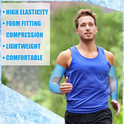 Vista 4 de JenPen 4 Pair Arm Sleeves UV Cooling Sun Protection Arm Sleeves Sports Compression for Men to Cover Tattoo