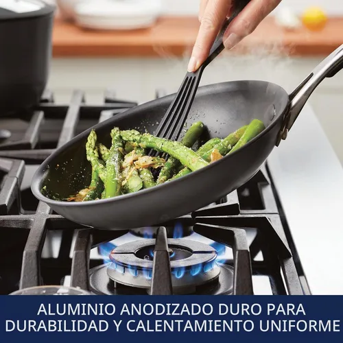 Vista 6 de Rachael Ray Cook + Create Sartén para Freír Anodizada Dura Antiadherente, 10 Pulgadas - Negro