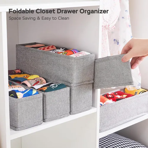 Vista 4 de MURRI&MURRDI Mini organizador plegable para cajones de ropa, 6 piezas, organizador de cajones de tela estrecho para guardería, pequeños contenedores