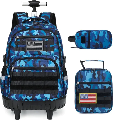 Vista 11 de Mochila con ruedas de camuflaje para niños, Camuflaje Blackgray