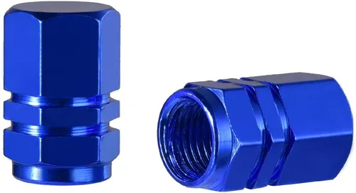 Vista 4 de EBOOT 8 piezas azules tapas para válvula de neumáticos, cubiertas de válvula universales para automóviles, a prueba de polvo, aluminio