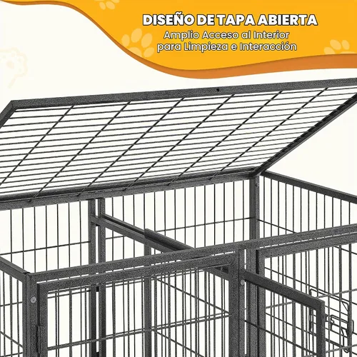 Vista 7 de Yaheetech Jaula Apilable para Perros con Divisor de 43'' Rodante Jaula de Servicio Pesado para Perros con Parte Superior Abierta/2 Bandejas