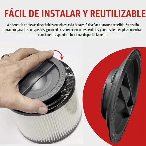 Vista 4 de MP Maresh Products Tapa de retención de filtro de cartucho de repuesto para Shop Vac – Compatible con modelos Vacmaster, diseño reutilizable