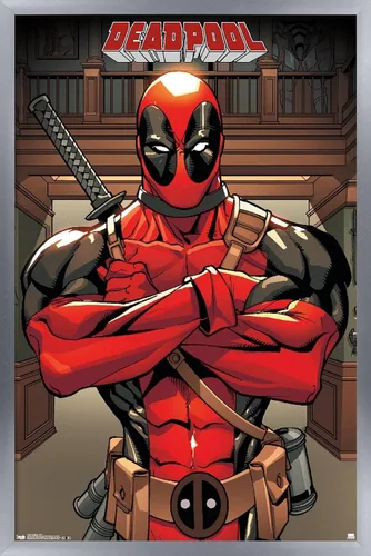 Vista 10 de Trends International Marvel Comics Deadpool - Póster de pared de postura, 14.725 x 22.375 pulgadas, versión enmarcada de madera de granero