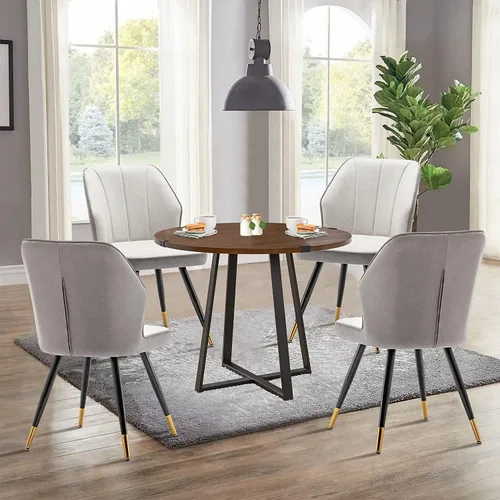 Vista 5 de Juego de 2 sillas de comedor, modernas sillas de comedor tapizadas sin brazos para cocina, comedor, escritorio, sillas laterales con patas de metal