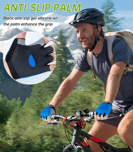 Vista 3 de WULI Guantes de ciclismo de medio dedo para hombres y mujeres, guantes de fitness para ciclismo, transpirabilidad, equipo de yoga antideslizante