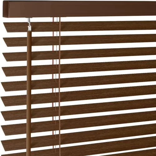 Vista 21 de Persianas de madera real de 2 pulgadas para ventanas de interior, persianas venecianas opacas de madera maciza, tamaño personalizado, color cereza
