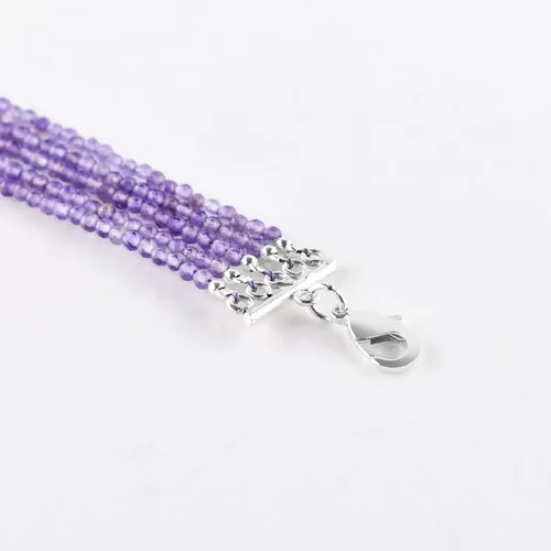 Vista 13 de YANARA Gemstone Bracelets For Women Birthstone, Natural Gemstone Layered Micro-Beads, Dainty Handmade Jewelry Chakra Energy Healing Crystals Silver
