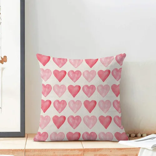 Vista 4 de Juego de 2 fundas de almohada para el día de San Valentín de 16 x 16 pulgadas, fundas de almohada rosas con corazón de amor, San Valentín, boda, día