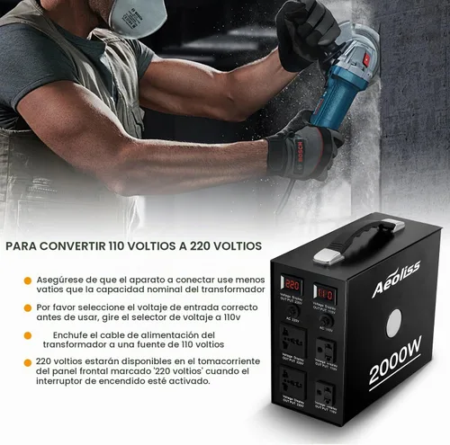 Vista 7 de Convertidor de voltaje Transformador de 110 V a 220 V/220 V a 110 V Convertidor de voltaje universal internacional de Estados Unidos a Europa