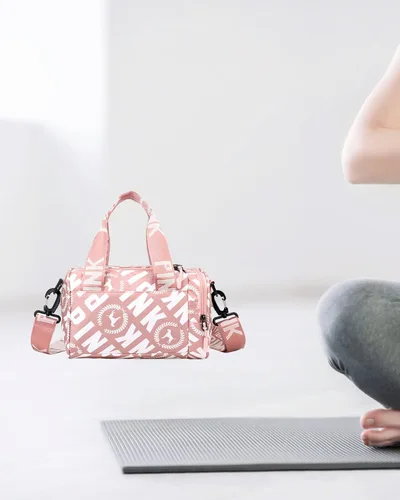 Vista 8 de Bolsa de gimnasio pequeña estética, bonita bolsa de lona con asa, bolsa de viaje para el hombro, bolsa cruzada resistente para deportes de natación