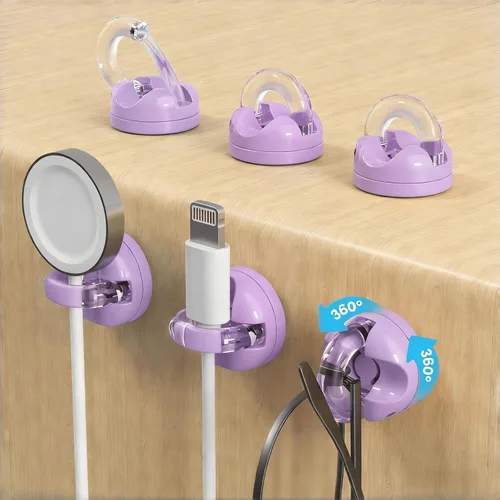 Vista 10 de IFNOW Paquete de 6 clips magnéticos para cables para mesita de noche, soporte de cable autoadhesivo en blanco y negro, clip ajustable para negro