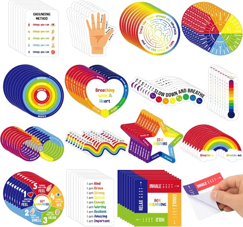Vista 9 de Tenceur 60 piezas calcomanías sensoriales adhesivas con citas inspiradoras, alivio de la atención plena, artículos anti estrés, suministros