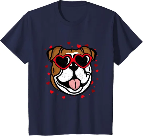 Vista 65 de Bulldog Valentine - Camiseta para amantes de las gafas de sol para perros, Negro