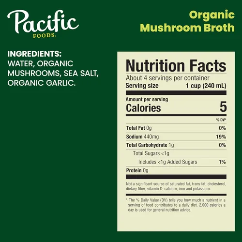 Vista 2 de Pacific Foods Caldo de hongos orgánico, caja de 32 onzas