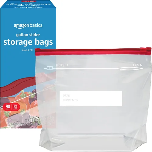 Vista 3 de Amazon Basics Slider - Bolsas de almacenamiento de alimentos, sin BPA, 90