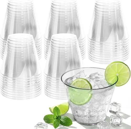 Vista 20 de Glowserve Paquete de 50 vasos de plástico transparente de 9 onzas, vasos de plástico azul transparente para cóctel, vasos desechables para fiestas
