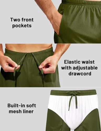 Vista 3 de MIER Pantalones cortos de correr para hombre, 5 pulgadas, para gimnasio, atlético, de secado rápido, pantalones cortos de entrenamiento deportivo