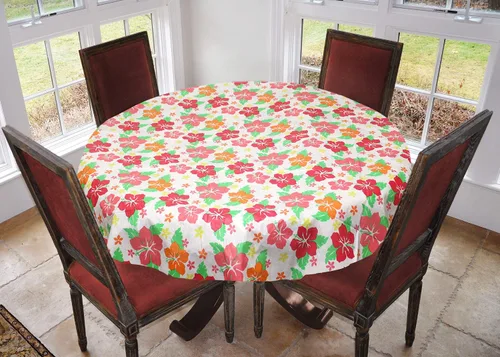 Vista 53 de LAMINET Mantel elástico ajustable para mesa, medallón grande, redondo, se adapta a mesas de hasta 45 a 56 pulgadas de diámetro Medallion