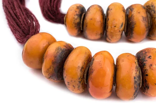 Vista 4 de TheBeadChest - Cuentas de resina marroquí, mandarina, extra grandes, 1.496 pulgadas, color naranja africano, redondo, agujero grande, 38 pulgadas